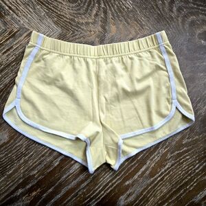 Yellow Dolphin Hem Running Shorts | Size S | Soft Cotton Blend Lounge Activewear